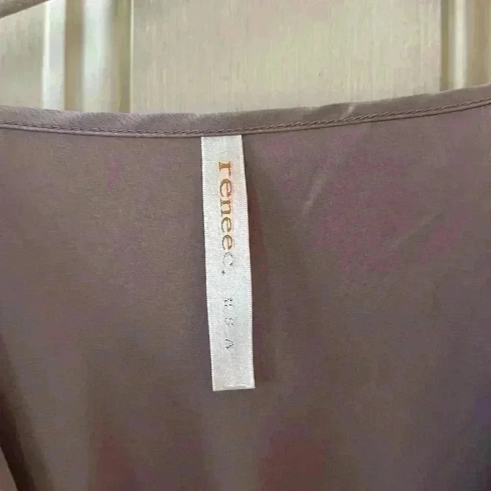 Renee C Plunge Neck Twisted Knot Satin Top - Picture 3 of 6
